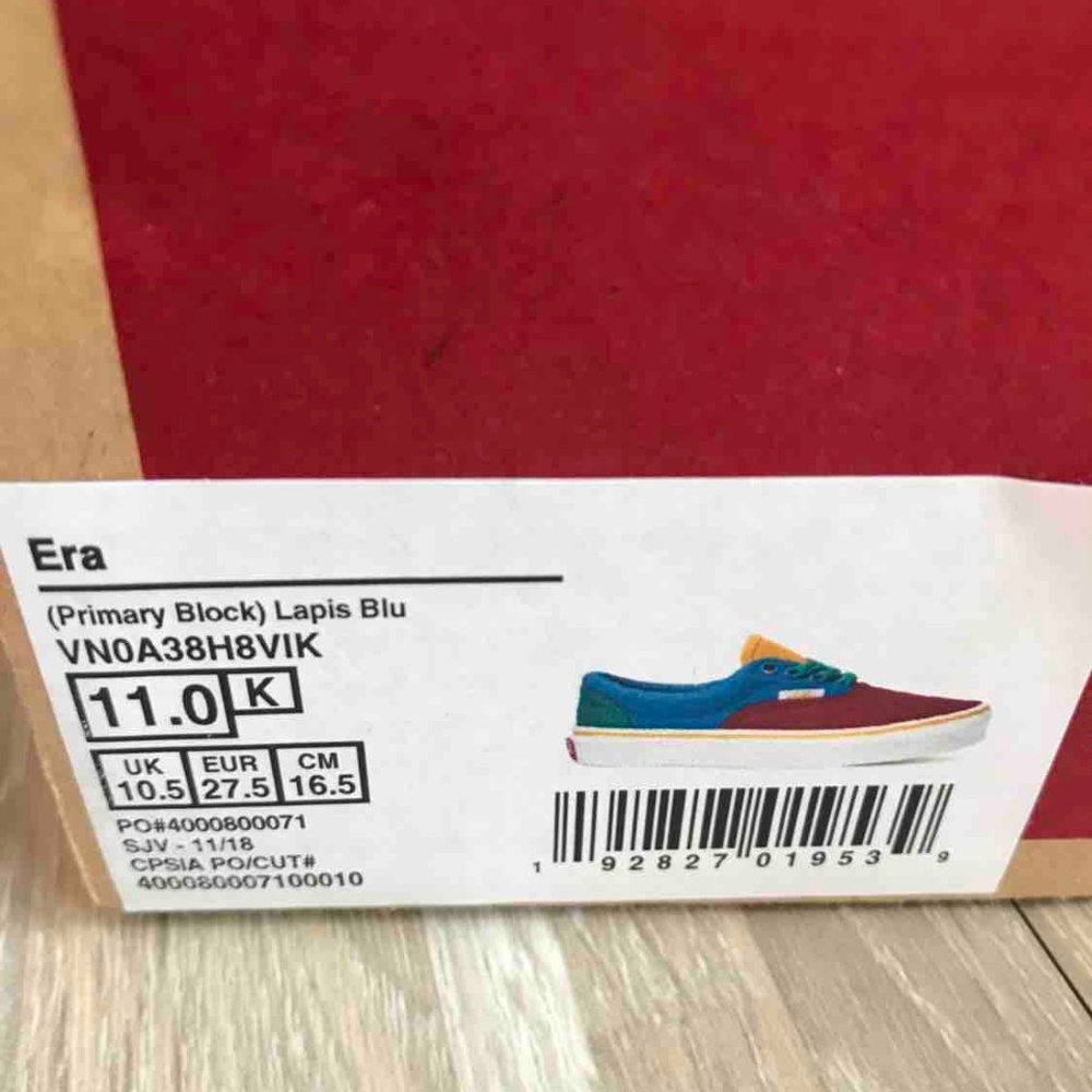 NWT VANS ERA Primary Block Blue Kid’s AUTHENTIC - Picture 8 of 8
